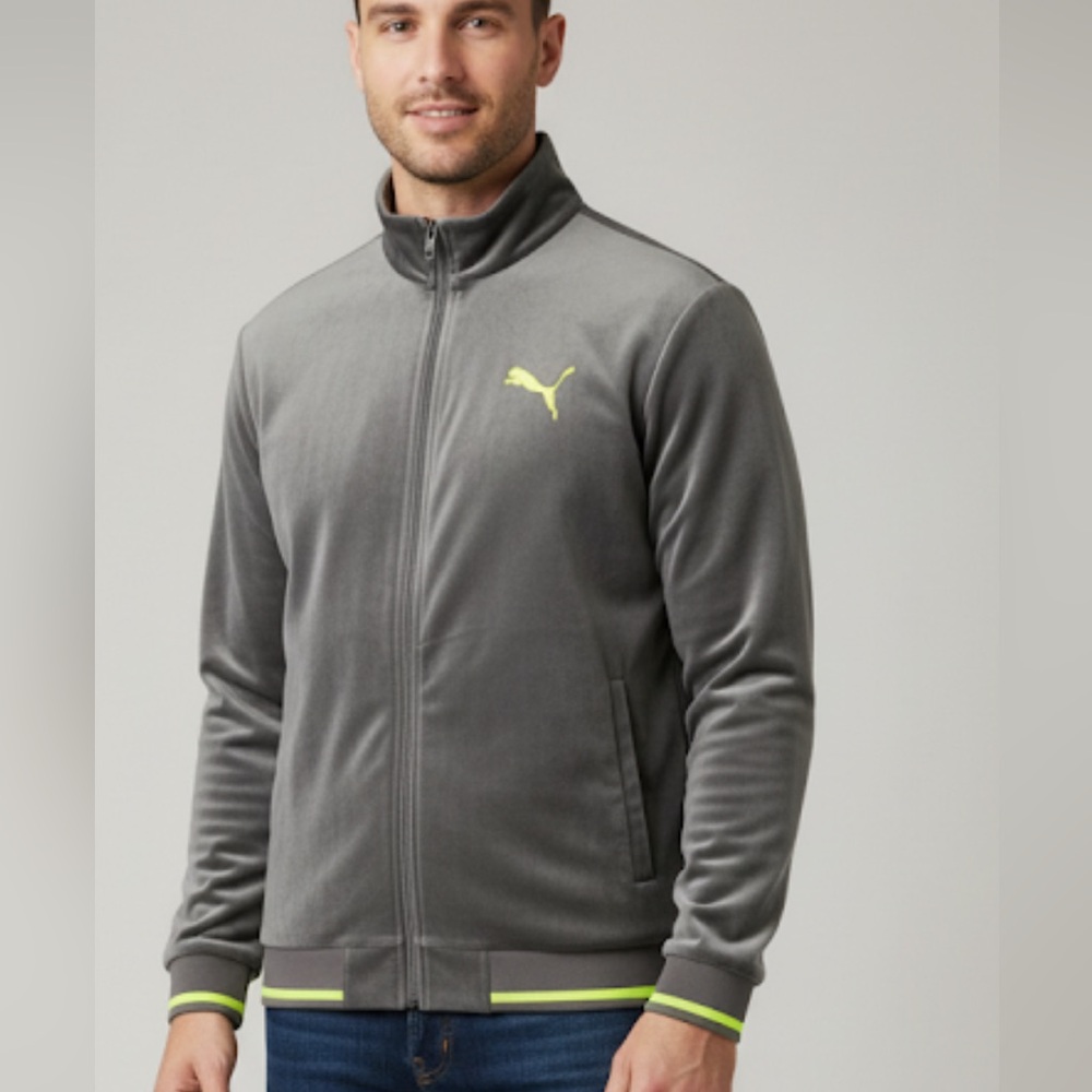 Puma Gray Jacket with Yellow Accents size XL